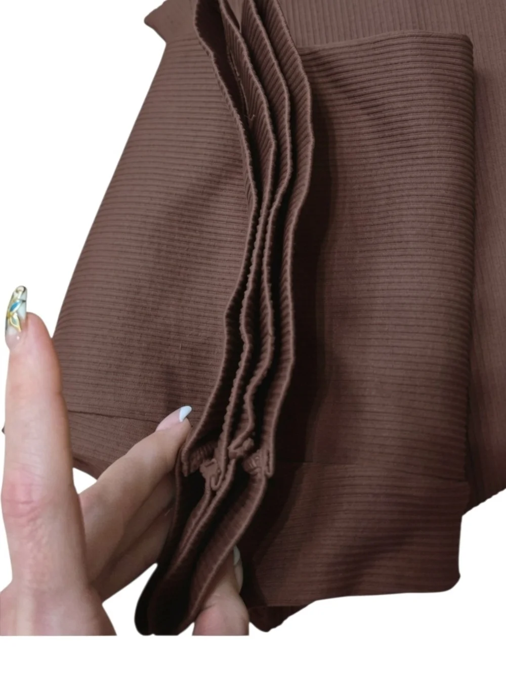 OQQ Ribbed Flare Leggings Brown Size Large High Waist Yoga Pants NWOT - Picture 9 of 9